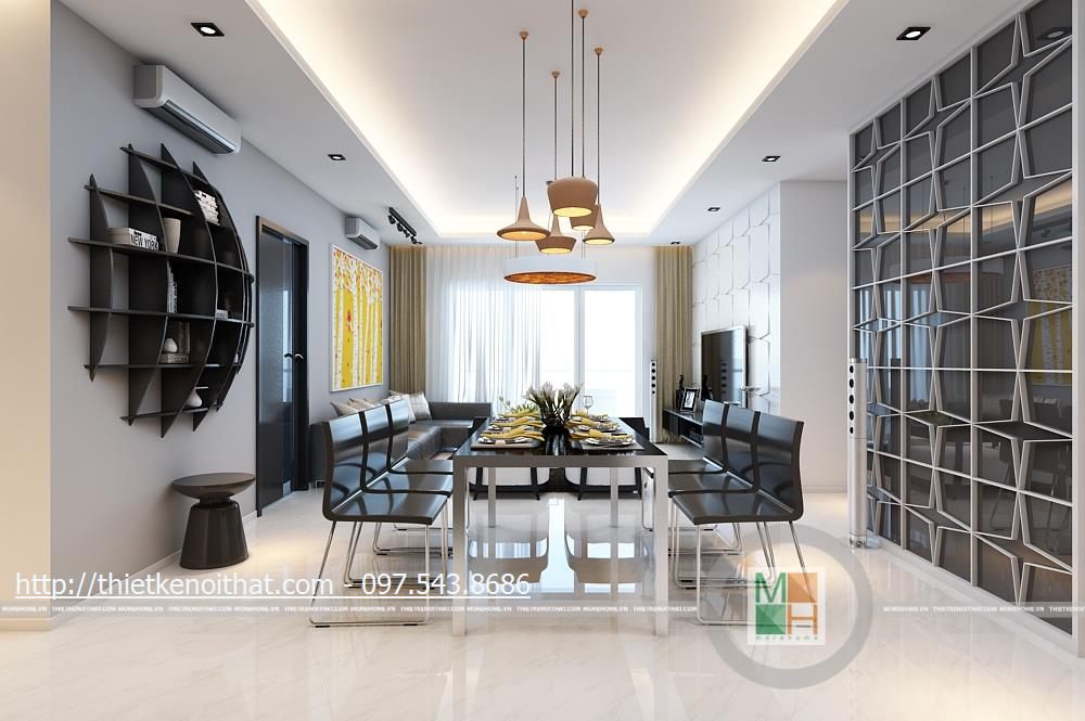 Thiết kế nội thất phòng khách chung cư  Golden Palace Mễ Trì, Nam Từ Liêm, Hà Nội